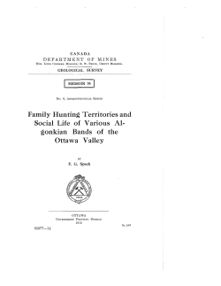 Family Hunting Territories and Social Life of Various Al