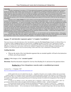 The Federalist and Anti-federalist Debates