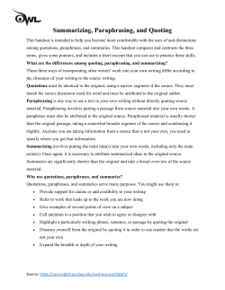 Summarizing, Paraphrasing, and Quoting