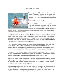 Swimming Pool Policies Swimming in one of Camp Thurman`s four