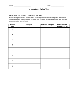 Least Common Multiple Activity Sheet