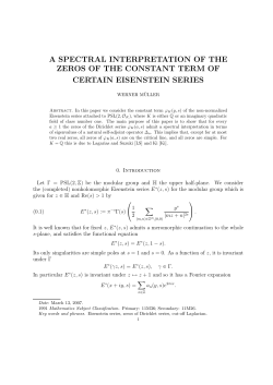 a spectral interpretation of the zeros of the constant term of certain