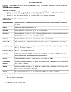 SS.7.C.3.1 – Compare different forms of government