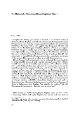 The Making of a Missionary: Hiram Bingham`s Odyssey