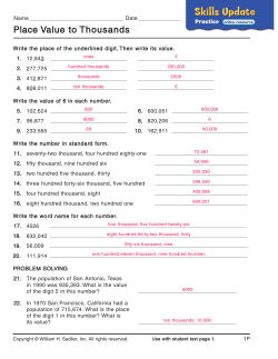 Place Value to Thousands