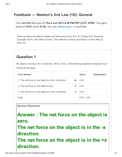 Answer : The net force on the object is zero. The net force on the