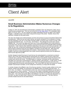 Small Business Administration Makes Numerous Changes to Its