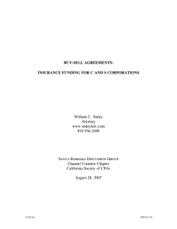 Insured Buy-Sell Agreements - Law Office of William C. Staley
