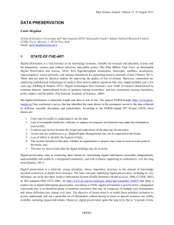 data preservation - Data Science Journal