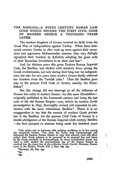 The Basilica - A Ninth Century Roman Law Code Which Became the