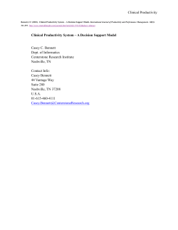 Clinical Productivity System &ndash; A Decision Support