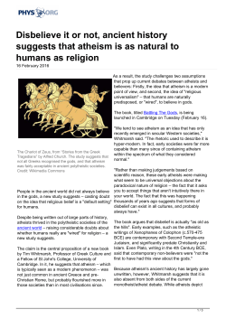 Disbelieve it or not, ancient history suggests that atheism