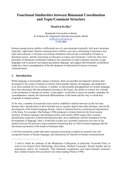 Functional Similarities between Bimanual Coordination and Topic