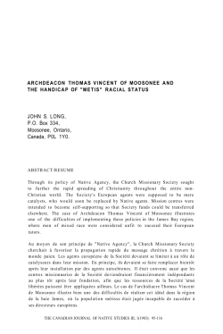 archdeacon thomas vincent of moosonee and the handicap of
