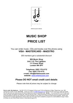 music shop price list - The British Suzuki Institute