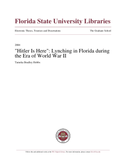 "Hitler is Here": Lynching in Florida During the Era of