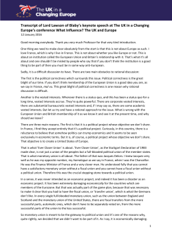 Lord Lawson`s speech - UK in a Changing Europe
