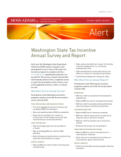 Washington State Tax Incentive Annual Survey and