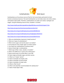 Carbohydrates Web Quest