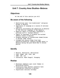 Unit 7: Country Area Studies--Belarus