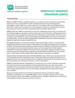 GENETICALLY MODIFIED ORGANISMS (GMOs)
