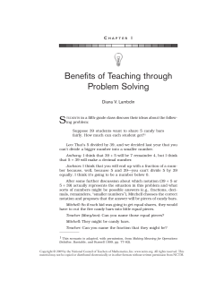 Benefits of Teaching through Problem Solving
