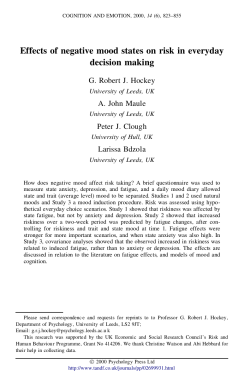 Effects of negative mood states on risk in everyday decision making