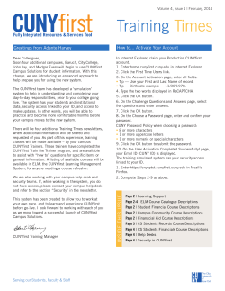 CUNYfirst Training Times Newsletter Volume 4 Issue 1