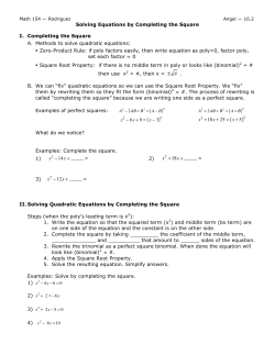 10.2 Completing the Square