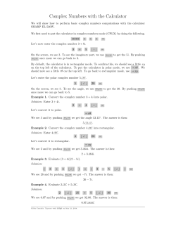 Complex Numbers with the Calculator