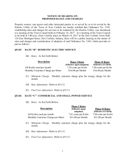 1 NOTICE OF HEARING ON PROPOSED RATES AND CHARGES