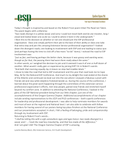 One person`s views on why one should join ESP.