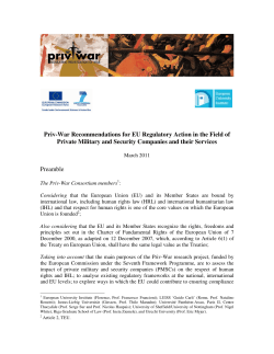 Priv-War Recommendations for EU Regulatory Action in the Field of