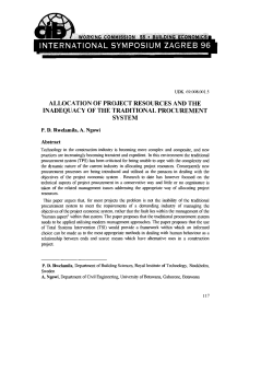 allocation of project resources and the inadequacy of the traditional