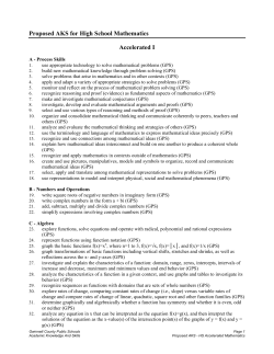 Proposed AKS for High School Mathematics Accelerated I