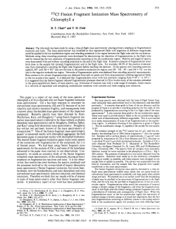 252Cf Fission Fragment Ionization Mass Spectrometry of Chlorophyll a