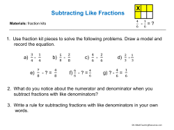 Subtracting Like Fractions - K
