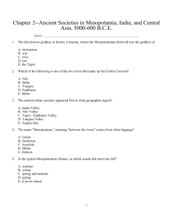 Chapter 2--Ancient Societies in Mesopotamia, India, and Central