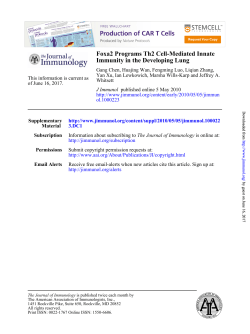 Immunity in the Developing Lung Foxa2 Programs Th2 Cell