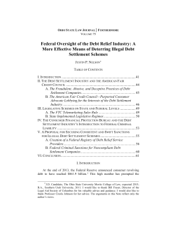 Federal Oversight of the Debt Relief Industry