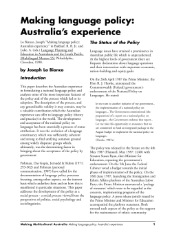 Making language policy: Australia`s experience