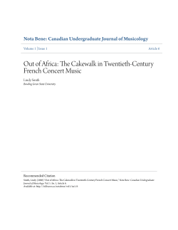 The Cakewalk in Twentieth-Century French Concert Music