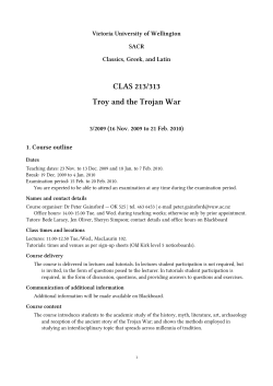 CLAS 213/313 Troy and the Trojan War