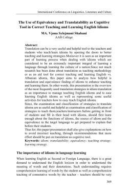 The Use of Equivalency and Translatability as Cognitive Tool in