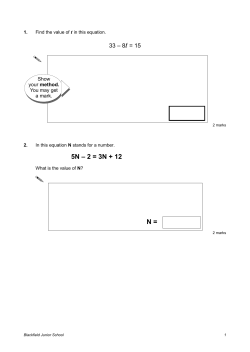 5N &ndash; 2 = 3N + 12 - Learning with Mrs Hooper