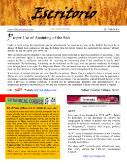 Proper Use of Anointing of the Sick