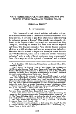 Gatt Membership for China: Implications for United