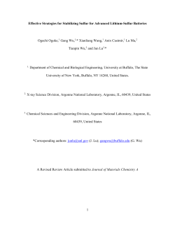 1 Effective Strategies for Stabilizing Sulfur for Advanced Lithium