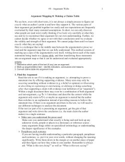 #8 - Argument Webs 1 Argument Mapping 8: Making a Claims Table