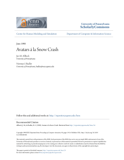 Avatars Ã¡ la Snow Crash - ScholarlyCommons